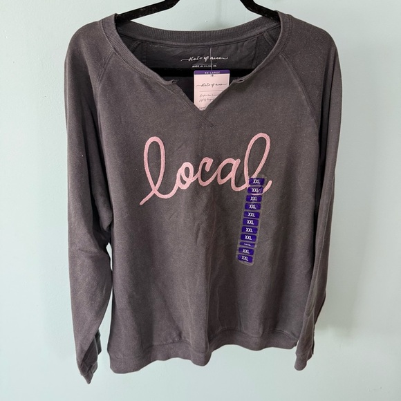 State Of Mine Sweaters - State Of Mine Women Relaxed Fit Statement Comfy Graphic Sweatshirt Charcoal  XXL